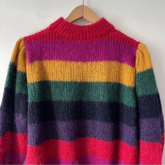 FARM Rio Striped Mohair-Merino Sweater — Size L / Large / Colourful Crewneck - Picture 5 of 9